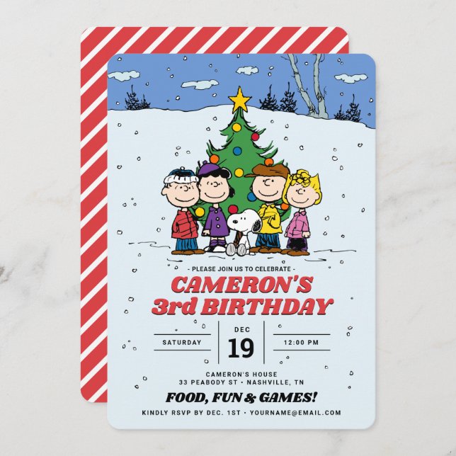 Invitación Charlie Brown y los cumpleaños de invierno de los  (Anverso / Reverso)