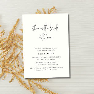 Invitación CHARLOTTE Moderna Ducha de Marfil Script Bridal