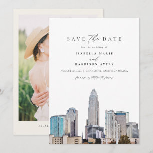 Invitación CHARLOTTE NORTH CAROLINA Skyline Save the Date