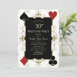 Invitación Charm Art Deco Casino Poker Mujer 30 cumpleaños