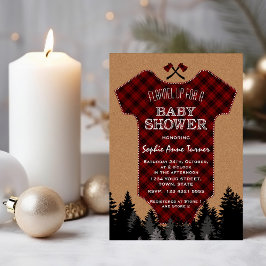 Invitación Charm Baby Suit Lumberjack Red Buffalo Baby Shower