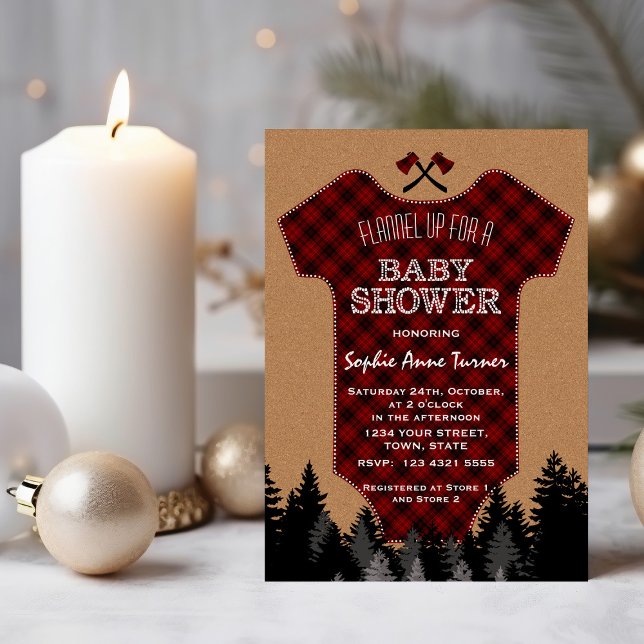 Invitación Charm Baby Suit Lumberjack Red Buffalo Baby Shower (Subido por el creador)