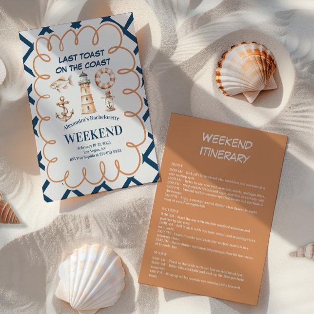 Invitación Charm Bachelorette costero de época (Subido por el creador)