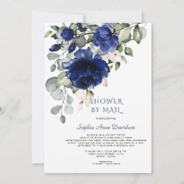Invitación Charm Blue Flowers Boy Baby Shower Por Correo
