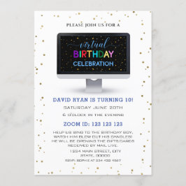 Invitación Charm Boy Colorful Virtual Birthday