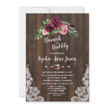 Charm Burgundy Floral Brunch Bubbly Bridal Shower