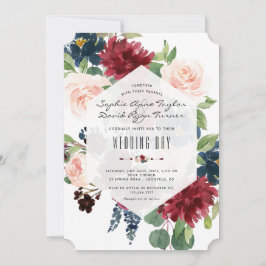 Invitación Charm Burgundy Floral Hexagon Frame Boda
