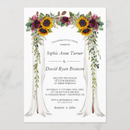 Invitación Charm Burgundy Floral Sunflower Canopal Boda
