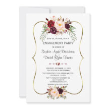 Charm Burgundy Rubor Floral Gold Engagement