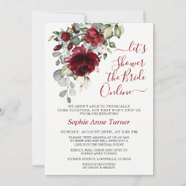 Invitación Charm Burgundy Rubor Flores, ducha virtual de novi