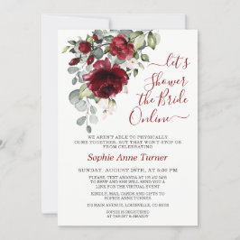 Invitación Charm Burgundy Rubor Flores, ducha virtual de novi