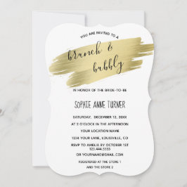Invitación Charm Calligraphy Gold Stroke Brunch & Bubbly