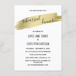 Invitación Charm Calligraphy Gold Stroke Test Dinner