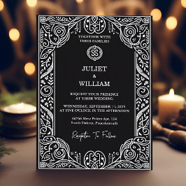 Invitación Charm Celtic Nordic Medieval Scroll Viking Boda