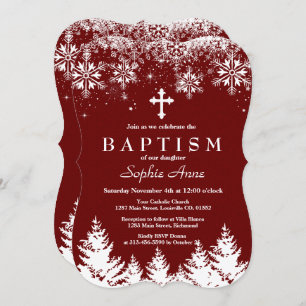 Invitación Charm Chica Winter Snowflakes Baptismo Purpurina R