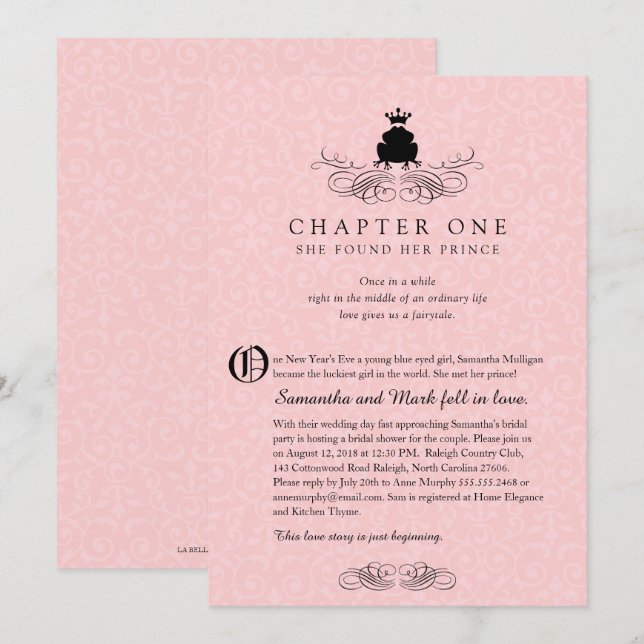 Invitación Charm de libro de historias | Bridal Shower (Anverso / Reverso)