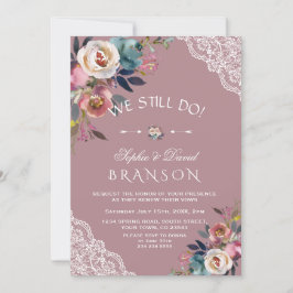 Invitación Charm Dusty Blue Dusty Rosa Floral que aún hacemos