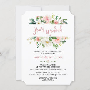 Invitación Charm Floral Rosa Gold Bachelorette Fiesta de fin 