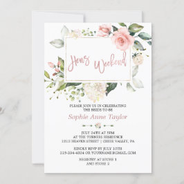 Invitación Charm Floral Rosa Gold Bachelorette Fiesta de fin 