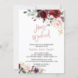 Invitación Charm Floral Rosa Gold Bachelorette Fiesta de fin 