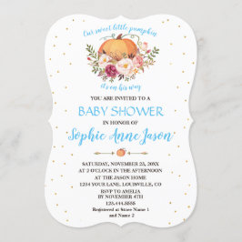Invitación Charm Gold Little Pumpkin Rubor Floral Baby Shower