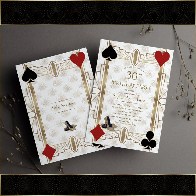 Invitación Charm Gold Vegas Casino Poker Mujer 30 cumpleaños (Subido por el creador)