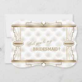 Invitación Charm Gold White Great Gatsby Be My Bridesmaid