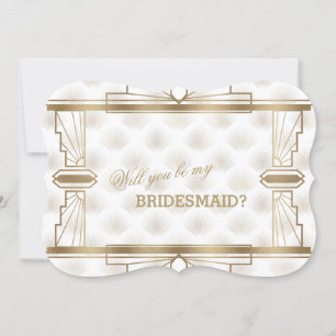 Invitación Charm Gold White Great Gatsby Be My Bridesmaid