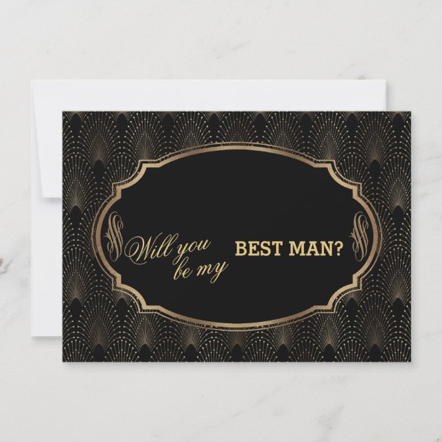 Invitación Charm Great Gatsby Art Deco Boda BEST MAN (Anverso)