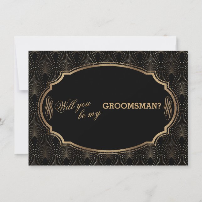 Invitación Charm Great Gatsby Art Deco Boda GROOMSMAN (Anverso)