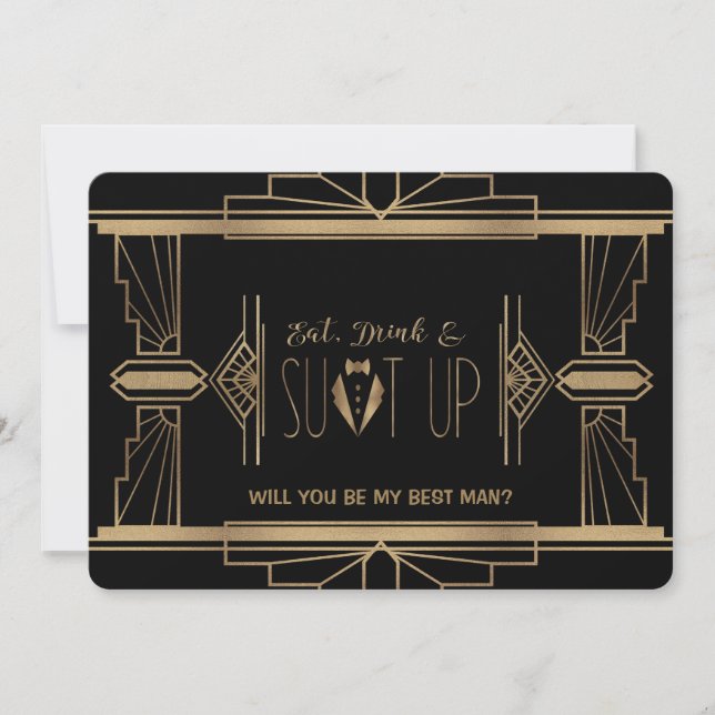 Invitación Charm Great Gatsby SERÁ MI MEJOR HOMBRE (Anverso)