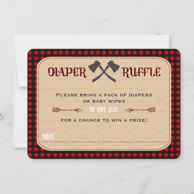 Invitación Charm Lumberjack Hunter Boy Diaper Raffle (Anverso)