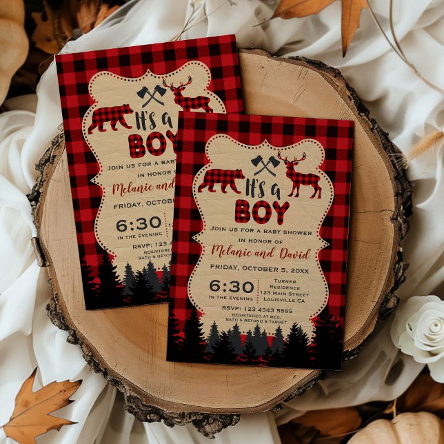 Invitación Charm Lumberjack Little Hunter Baby Shower (Subido por el creador)