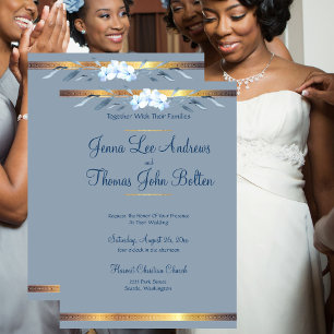 Invitación Charm meridional, Boda azul turbio