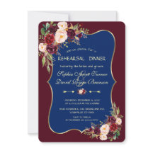 Charm Navy Blue Burgundy Ensayo Floral Cena