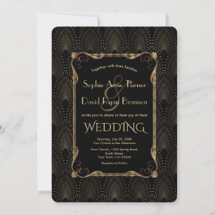 Invitación Charm Old Hollywood Black Great Gatsby Boda