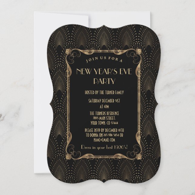 Invitación Charm Old Hollywood Great Gatsby New Year Fiesta (Anverso)