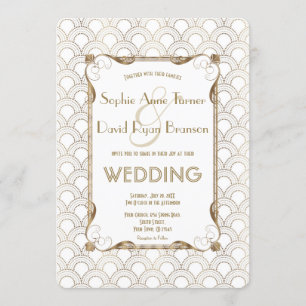 Invitación Charm Old Hollywood Great Gatsby White Boda