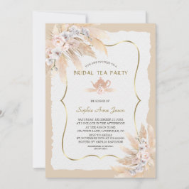 Invitación Charm Pampas Grass Orchid Roses Bridal Tea Party 
