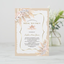 Invitación Charm Pampas Grass Orchid Roses Bridal Tea Party