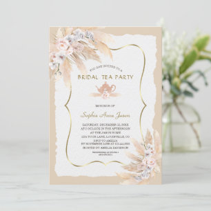 Invitación Charm Pampas Grass Orchid Roses Bridal Tea Party 