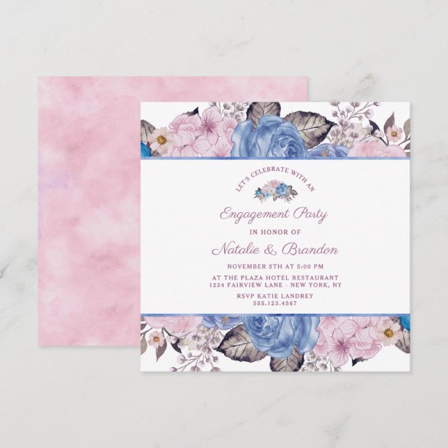 Invitación Charm parisino celebremos la fiesta de compromiso (Anverso / Reverso)