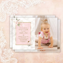 Charm Pink Flowers Gold Chica Foto Bautismo