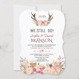 Invitación Charm Pink Rubor Floral Antlers TODAVÍA LO HACEMOS
