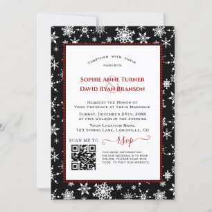 Invitación Charm QR Winter Holidays Red Buffalo Boda