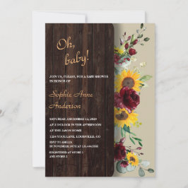 Invitación Charm Royal Burgundy Sunflowers Bridal Tea Fiesta