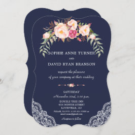 Invitación Charm Rubor Flores rosas Boda de la Armada de enca