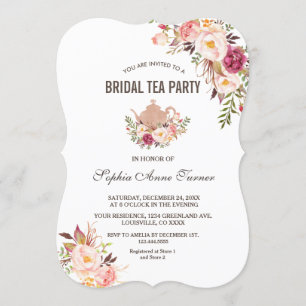 Invitación Charm Rubor Pink Floral Bridal Shower Tea Fiesta