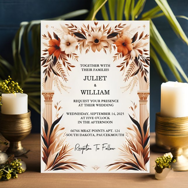 Invitación Charm Rustic Fiesta Floral Rosa Boda español (Subido por el creador)