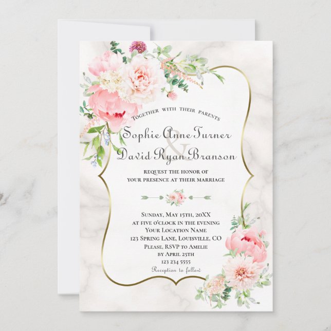 Invitación Charm Spring Garden Flores Bloom Boda (Anverso)